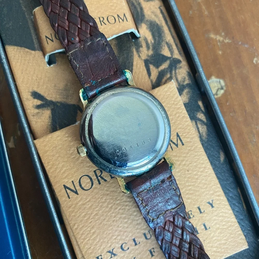 1994 MULTI COLORED FOSSIL STONE MOTHER OF PEARL WATCH PC-7330 (004188)
